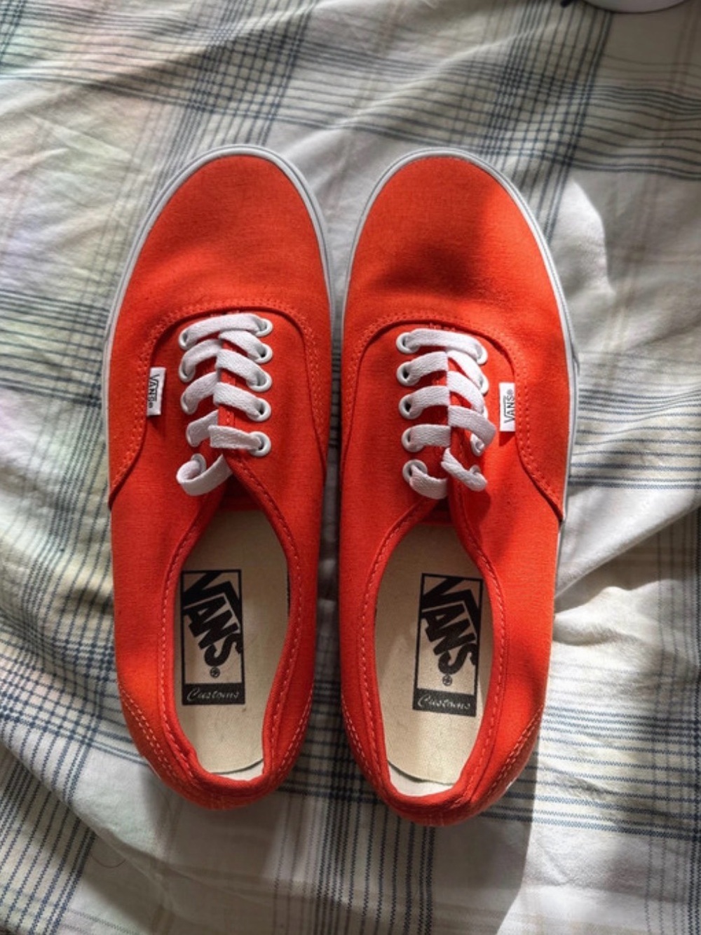 Vans Orange Canvas Low-Top Sneakers with White Accents